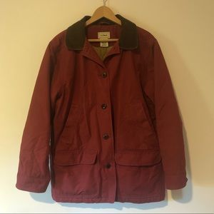 LL Bean Red Insulated Barn Coat